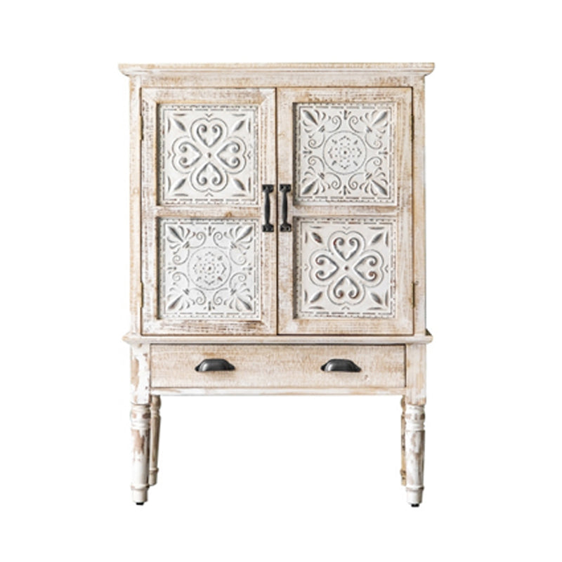 Industrial Wood Accent Cabinet White Accent Cabinet in Distressed Finish 31"L x 14"W x 39"H Clearhalo 'Cabinets & Chests' 'cabinets_chests' 'furn' 'furn_cabinets_chests' 'Furniture' 'Living Room Furniture' 6396303
