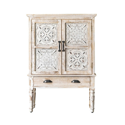 Industrial Wood Accent Cabinet White Accent Cabinet in Distressed Finish 31"L x 14"W x 39"H Clearhalo 'Cabinets & Chests' 'cabinets_chests' 'furn' 'furn_cabinets_chests' 'Furniture' 'Living Room Furniture' 6396303