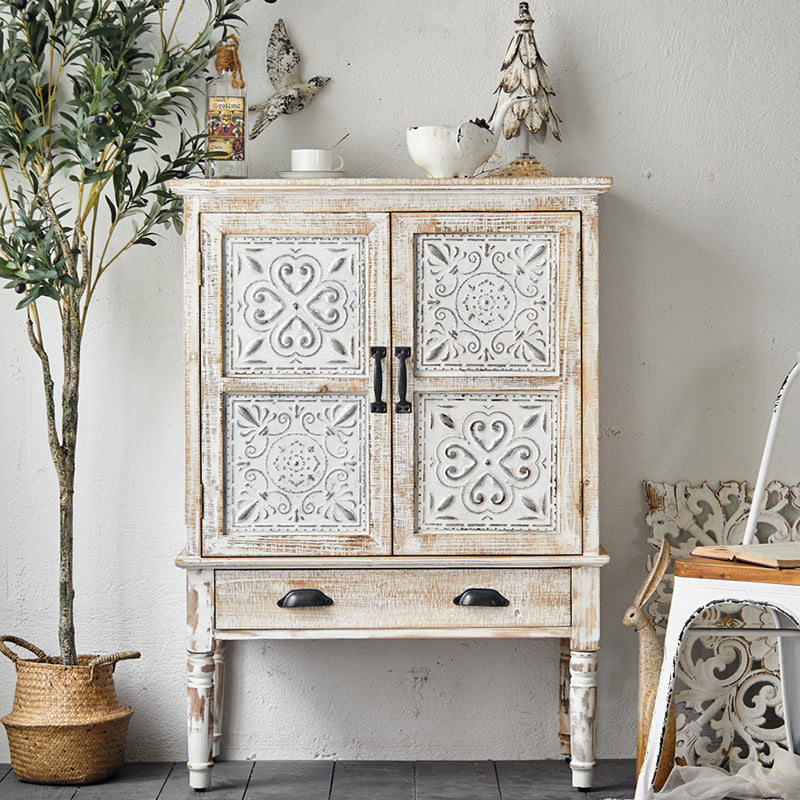 Industrial Wood Accent Cabinet White Accent Cabinet in Distressed Finish Clearhalo 'Cabinets & Chests' 'cabinets_chests' 'furn' 'furn_cabinets_chests' 'Furniture' 'Living Room Furniture' 6396304
