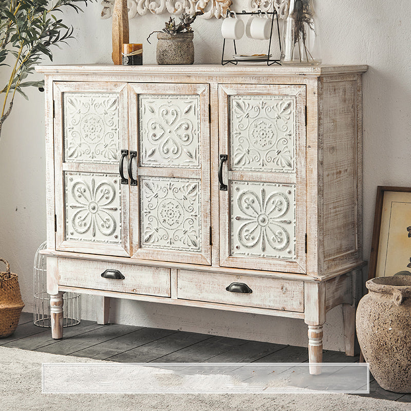 Industrial Wood Accent Cabinet White Accent Cabinet in Distressed Finish Clearhalo 'Cabinets & Chests' 'cabinets_chests' 'furn' 'furn_cabinets_chests' 'Furniture' 'Living Room Furniture' 6396307
