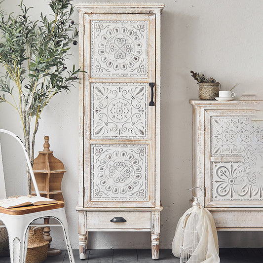 Industrial Wood Accent Cabinet White Accent Cabinet in Distressed Finish Clearhalo 'Cabinets & Chests' 'cabinets_chests' 'furn' 'furn_cabinets_chests' 'Furniture' 'Living Room Furniture' 6396312