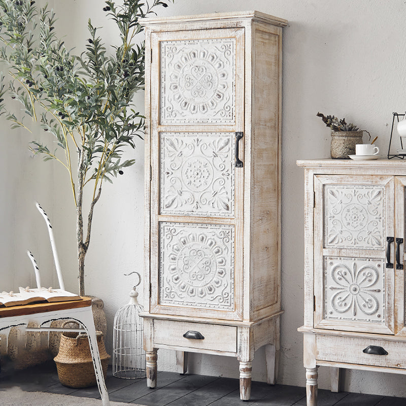 Industrial Wood Accent Cabinet White Accent Cabinet in Distressed Finish Clearhalo 'Cabinets & Chests' 'cabinets_chests' 'furn' 'furn_cabinets_chests' 'Furniture' 'Living Room Furniture' 6396313