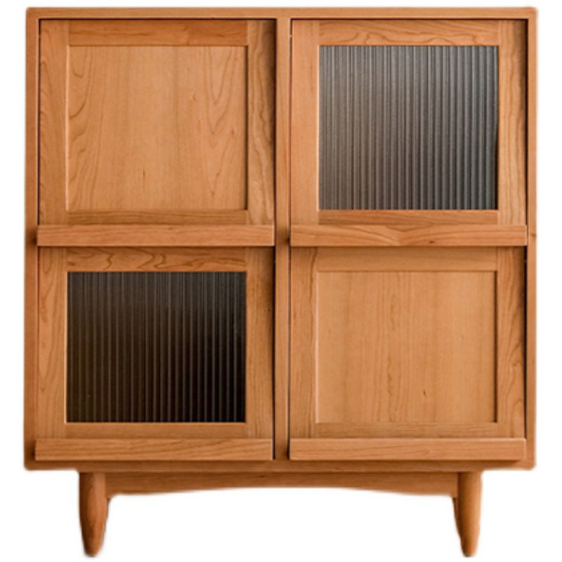 モダン＆コンテンポラリーキャビネットスクエアガラスパーンバープルストレートレッグアクセントキャビネット