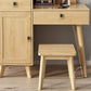 Rubberwood Vanity Set with Stool and Mirror Scandinavian Drawers Dresser Clearhalo 'Bedroom Furniture' 'furn' 'furn_makeup_vanities' 'Furniture' 'Makeup Vanities' 'makeup_vanities' 6396395