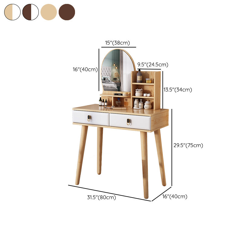 Tavolo da toeletta per trucco di gomma scandinavo 2 cassetti di vanità