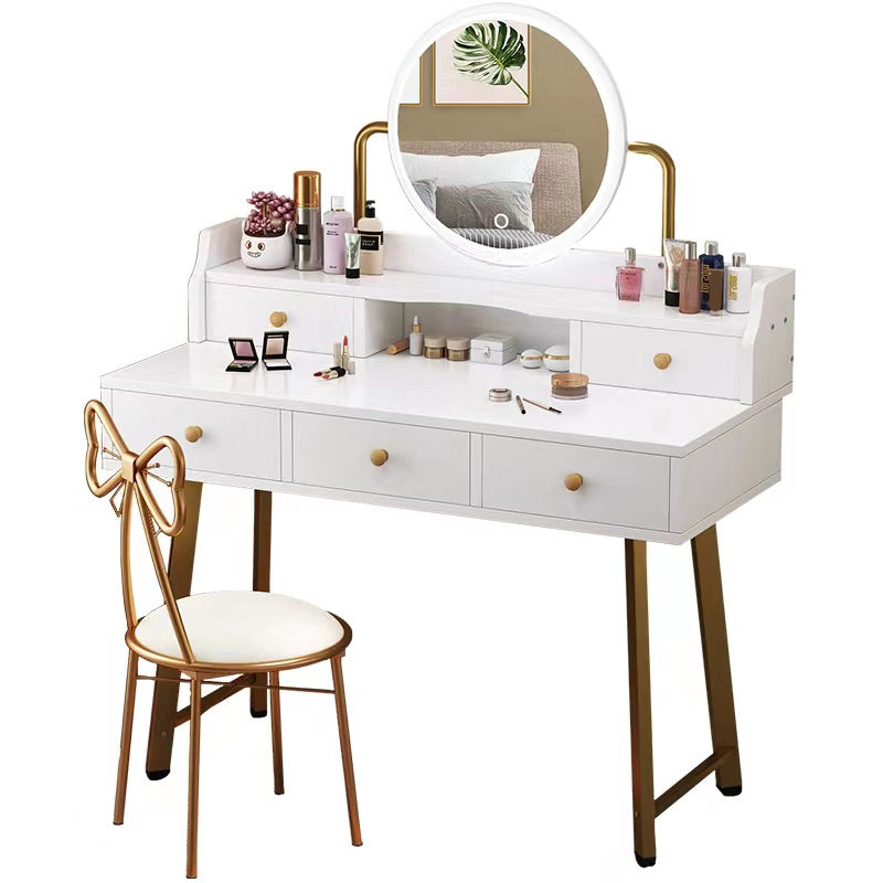 Scandinavian Wooden Dressing Table Mirror Make-up Vanity with Drawers Clearhalo 'Bedroom Furniture' 'furn' 'furn_makeup_vanities' 'Furniture' 'Makeup Vanities' 'makeup_vanities' 6396450