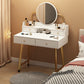 Scandinavian Wooden Dressing Table Mirror Make-up Vanity with Drawers Makeup Vanity & Mirror 31.5"L x 16"W x 49"H White Clearhalo 'Bedroom Furniture' 'furn' 'furn_makeup_vanities' 'Furniture' 'Makeup Vanities' 'makeup_vanities' 6396458