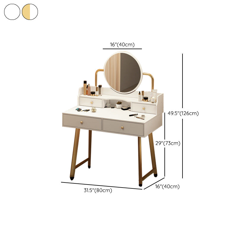 Scandinavian Wooden Dressing Table Mirror Make-up Vanity with Drawers Clearhalo 'Bedroom Furniture' 'furn' 'furn_makeup_vanities' 'Furniture' 'Makeup Vanities' 'makeup_vanities' 6396462