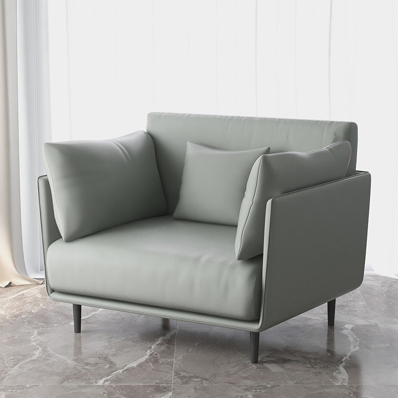Mid-century Solid Color Armchair Basic Four Leg Accent Armchair Light Gray PU（Polyurethane） 1 Piece Clearhalo 'Accent Chairs' 'accent_chairs' 'Chairs & Seating' 'furn' 'furn_accent_chairs' 'Furniture' 'Living Room Furniture' 6396468