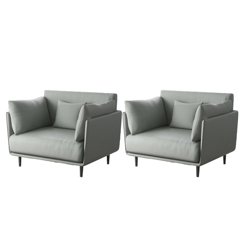 Mid-century Solid Color Armchair Basic Four Leg Accent Armchair Light Gray PU（Polyurethane） 2 Piece Set Clearhalo 'Accent Chairs' 'accent_chairs' 'Chairs & Seating' 'furn' 'furn_accent_chairs' 'Furniture' 'Living Room Furniture' 6396471