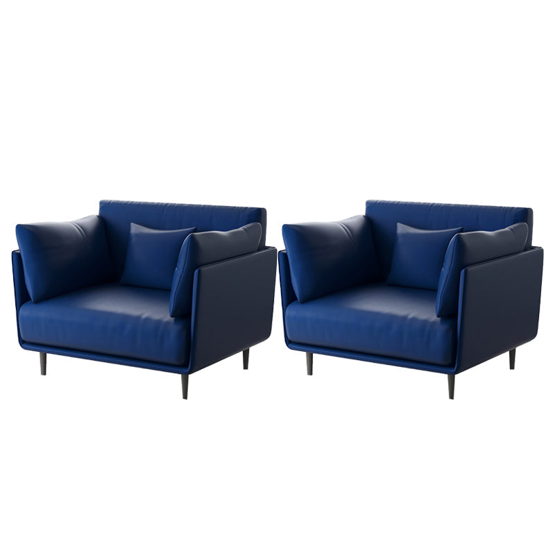 Mid-century Solid Color Armchair Basic Four Leg Accent Armchair Dark Blue PU（Polyurethane） 2 Piece Set Clearhalo 'Accent Chairs' 'accent_chairs' 'Chairs & Seating' 'furn' 'furn_accent_chairs' 'Furniture' 'Living Room Furniture' 6396473