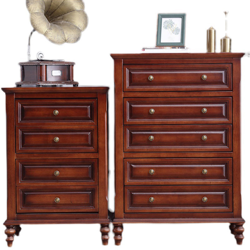 Media de acento marrón moderno acento de madera goma 4/5/6 - cofre de cajón