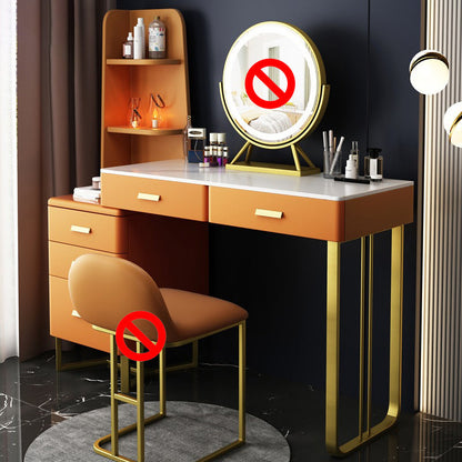 51.2 "H Distano per il trucco di vanità in ardesia con ripiani e 5-cassetti