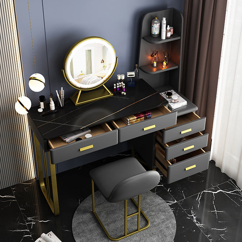 51.2 "H Distano per il trucco di vanità in ardesia con ripiani e 5-cassetti