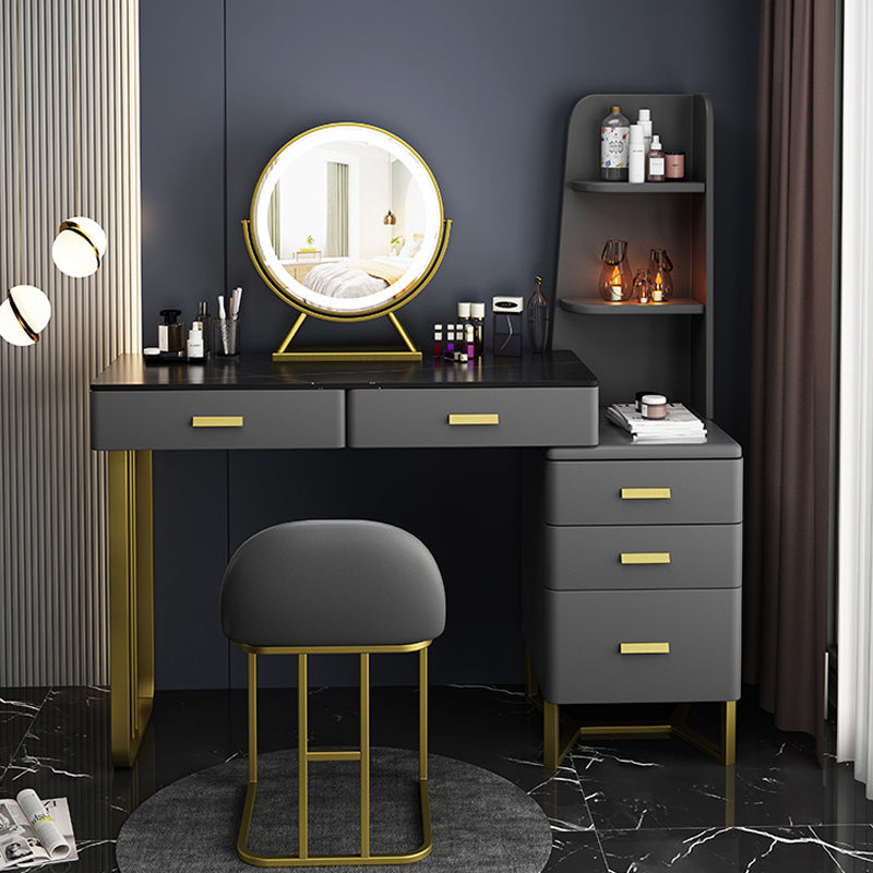 51.2 "H Distano per il trucco di vanità in ardesia con ripiani e 5-cassetti