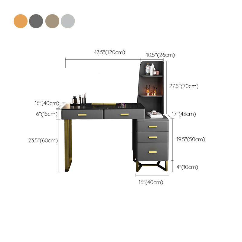 51.2 "H Distano per il trucco di vanità in ardesia con ripiani e 5-cassetti