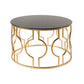 Contemporary Round Glass Coffee Table Brass Metal Frame 1 Single Cocktail Table Black Clearhalo 'Coffee & Accent Tables' 'Coffee Tables' 'coffee_tables' 'furn' 'furn_coffee_tables' 'Furniture' 'Living Room Furniture' 6396523
