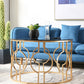 Contemporary Round Glass Coffee Table Brass Metal Frame 1 Single Cocktail Table Clearhalo 'Coffee & Accent Tables' 'Coffee Tables' 'coffee_tables' 'furn' 'furn_coffee_tables' 'Furniture' 'Living Room Furniture' 6396527