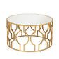 Contemporary Round Glass Coffee Table Brass Metal Frame 1 Single Cocktail Table White Clearhalo 'Coffee & Accent Tables' 'Coffee Tables' 'coffee_tables' 'furn' 'furn_coffee_tables' 'Furniture' 'Living Room Furniture' 6396528