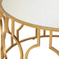 Contemporary Round Glass Coffee Table Brass Metal Frame 1 Single Cocktail Table Clearhalo 'Coffee & Accent Tables' 'Coffee Tables' 'coffee_tables' 'furn' 'furn_coffee_tables' 'Furniture' 'Living Room Furniture' 6396530