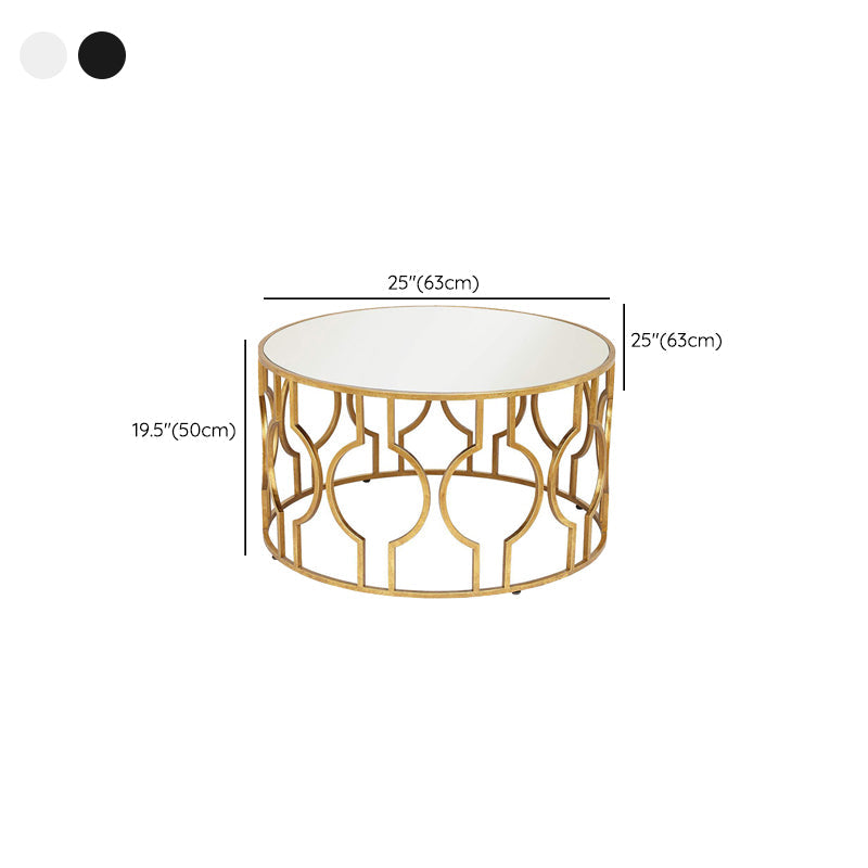 Contemporary Round Glass Coffee Table Brass Metal Frame 1 Single Cocktail Table Clearhalo 'Coffee & Accent Tables' 'Coffee Tables' 'coffee_tables' 'furn' 'furn_coffee_tables' 'Furniture' 'Living Room Furniture' 6396533