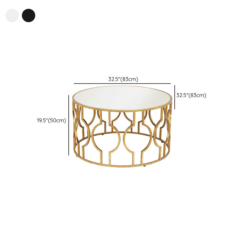 Contemporary Round Glass Coffee Table Brass Metal Frame 1 Single Cocktail Table Clearhalo 'Coffee & Accent Tables' 'Coffee Tables' 'coffee_tables' 'furn' 'furn_coffee_tables' 'Furniture' 'Living Room Furniture' 6396535