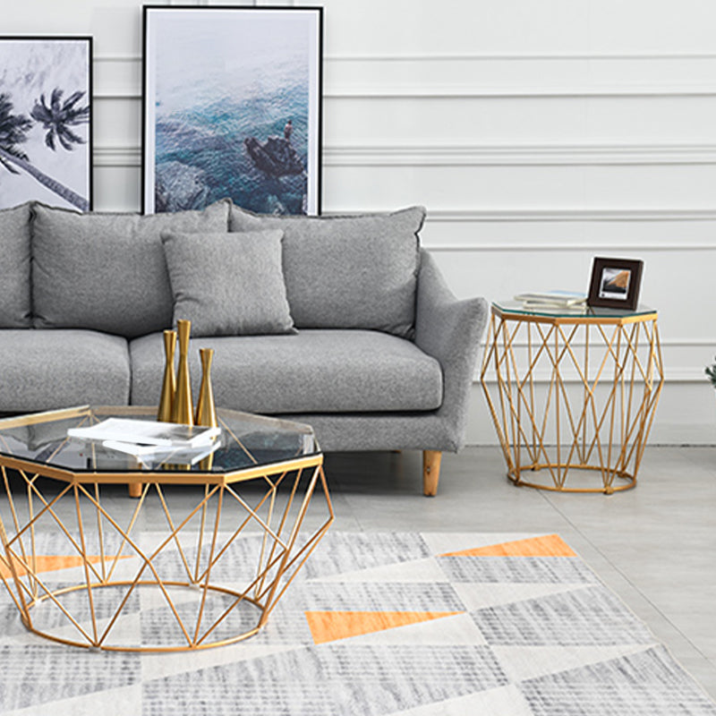 Table basse octogonale en verre moderniste 17,7" H table de cocktail simple avec cadre en fer