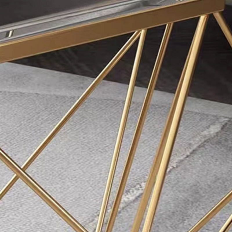 Table basse octogonale en verre moderniste 17,7" H table de cocktail simple avec cadre en fer