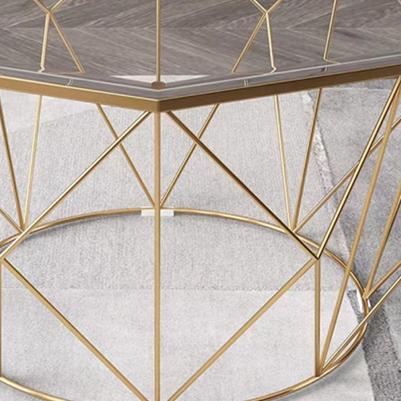 Table basse octogonale en verre moderniste 17,7" H table de cocktail simple avec cadre en fer