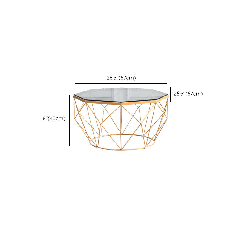 Table basse octogonale en verre moderniste 17,7" H table de cocktail simple avec cadre en fer