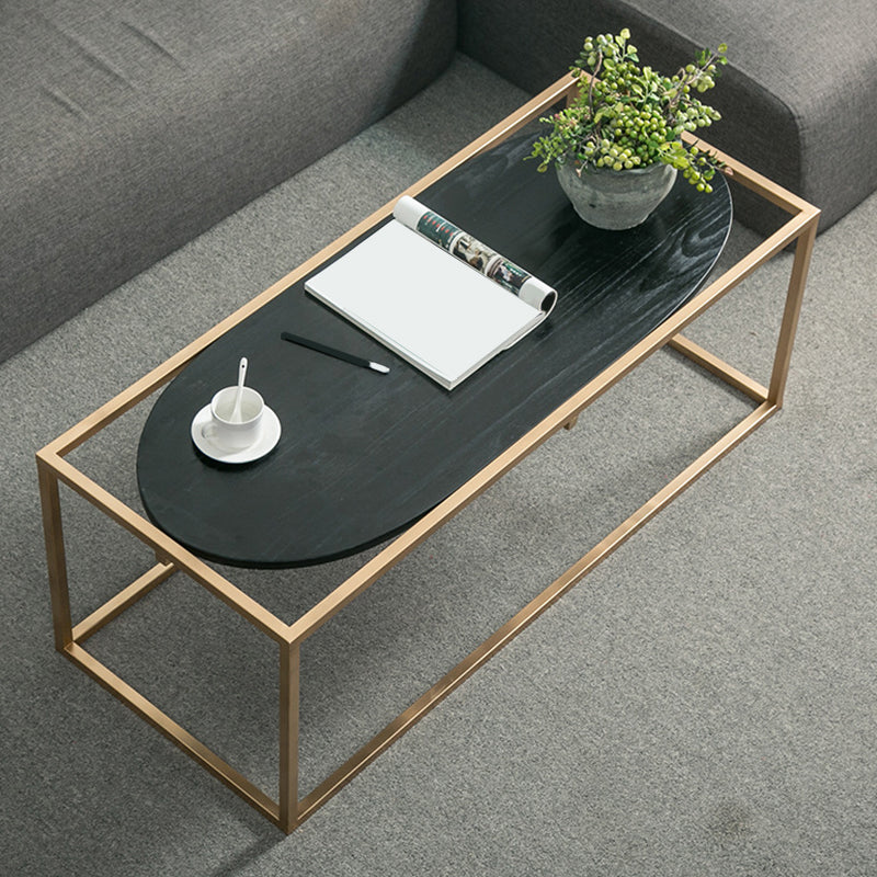 Solid Wood Rectangular Coffee Table Contemporary 1 Single Iron Frame Cocktail Table Clearhalo 'Coffee & Accent Tables' 'Coffee Tables' 'coffee_tables' 'furn' 'furn_coffee_tables' 'Furniture' 'Living Room Furniture' 6396562
