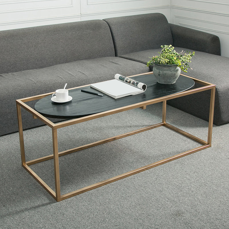 Solid Wood Rectangular Coffee Table Contemporary 1 Single Iron Frame Cocktail Table Clearhalo 'Coffee & Accent Tables' 'Coffee Tables' 'coffee_tables' 'furn' 'furn_coffee_tables' 'Furniture' 'Living Room Furniture' 6396563