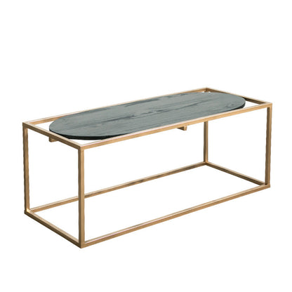 Solid Wood Rectangular Coffee Table Contemporary 1 Single Iron Frame Cocktail Table Gold Clearhalo 'Coffee & Accent Tables' 'Coffee Tables' 'coffee_tables' 'furn' 'furn_coffee_tables' 'Furniture' 'Living Room Furniture' 6396566