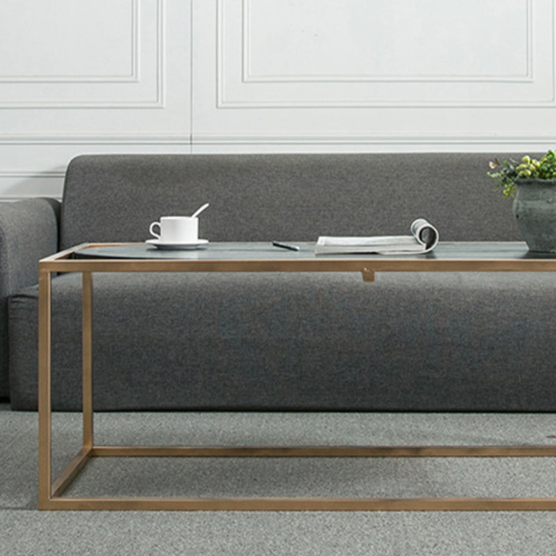 Solid Wood Rectangular Coffee Table Contemporary 1 Single Iron Frame Cocktail Table Clearhalo 'Coffee & Accent Tables' 'Coffee Tables' 'coffee_tables' 'furn' 'furn_coffee_tables' 'Furniture' 'Living Room Furniture' 6396571