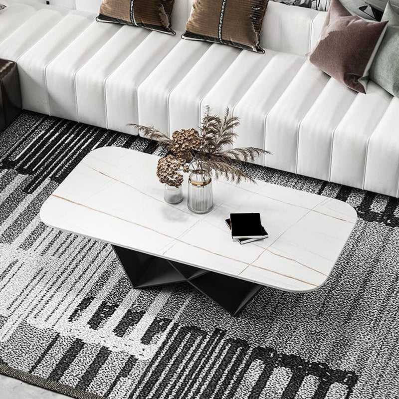 Slate Top Coffee or End Table Abstract Coffee Table, 17.71" High White Gold Clearhalo 'Coffee & Accent Tables' 'Coffee Tables' 'coffee_tables' 'furn' 'furn_coffee_tables' 'Furniture' 'Living Room Furniture' 6396577