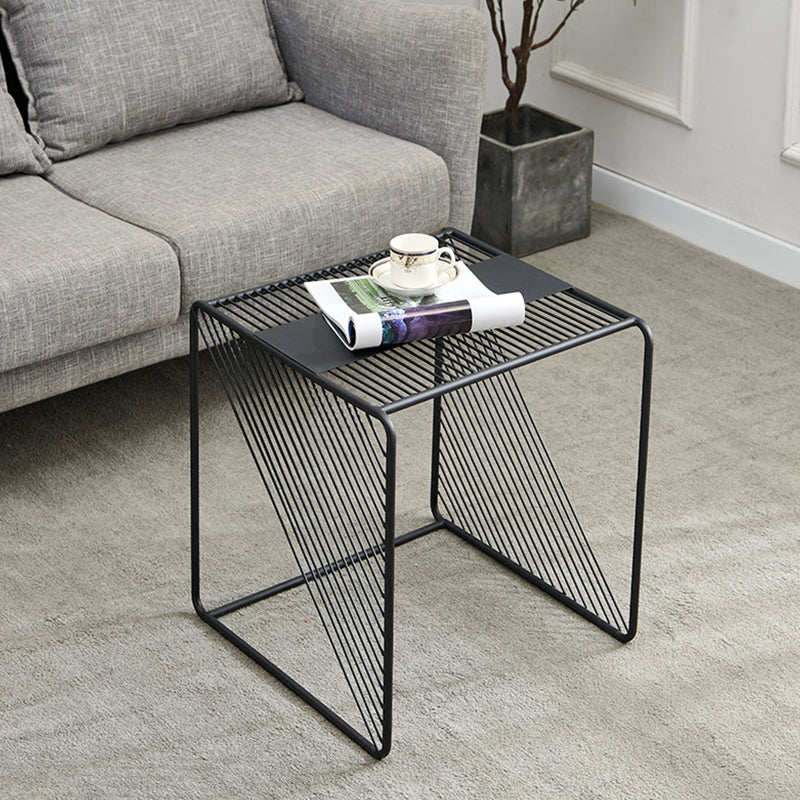 Mid-Century Modern 1/2-Piece Coffee Table in Square Iron Cocktail Table