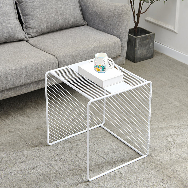 Mid-Century Modern 1/2-Piece Coffee Table in Square Iron Cocktail Table