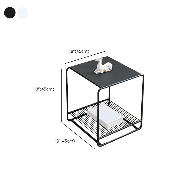 Mid-Century Modern 1/2-Piece Coffee Table in Square Iron Cocktail Table