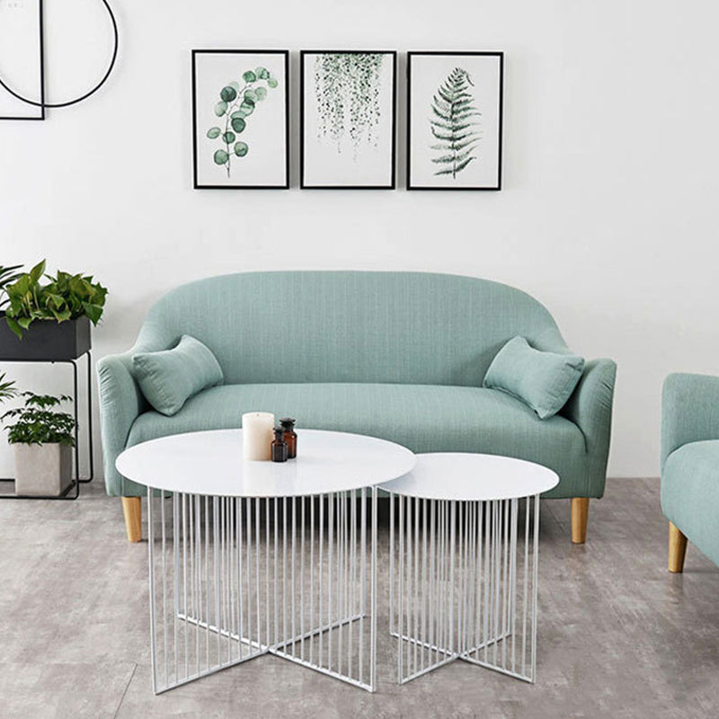 Mid Century Round Iron Coffee Cocktail Table Cross Legs Simple Coffee Table Clearhalo 'Coffee & Accent Tables' 'Coffee Tables' 'coffee_tables' 'furn' 'furn_coffee_tables' 'Furniture' 'Living Room Furniture' 6396607