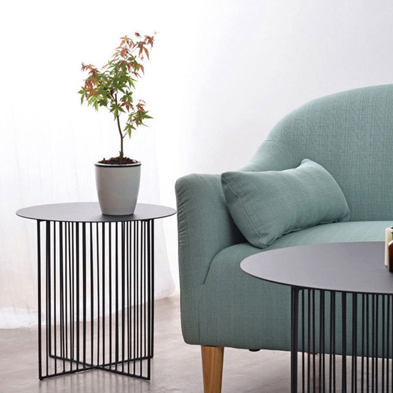 Mid Century Round Iron Coffee Cocktail Table Cross Legs Simple Coffee Table Clearhalo 'Coffee & Accent Tables' 'Coffee Tables' 'coffee_tables' 'furn' 'furn_coffee_tables' 'Furniture' 'Living Room Furniture' 6396609