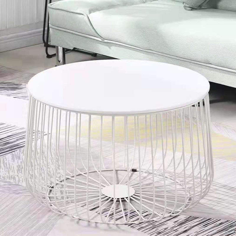 Iron Round Coffee or End Table Mid-Century Modern Frame Coffee Table White Clearhalo 'Coffee & Accent Tables' 'Coffee Tables' 'coffee_tables' 'furn' 'furn_coffee_tables' 'Furniture' 'Living Room Furniture' 6396660