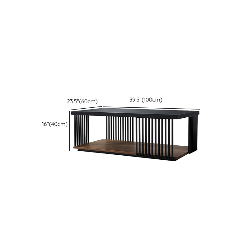 Rectangular Iron and Wood Coffee Cocktail Table with Storage Clearhalo 'Coffee & Accent Tables' 'Coffee Tables' 'coffee_tables' 'furn' 'furn_coffee_tables' 'Furniture' 'Living Room Furniture' 6396686