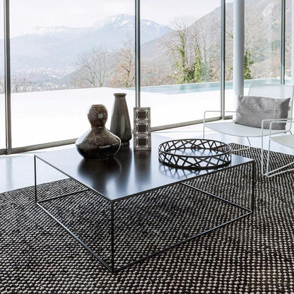 Iron Coffee Table with Frame Base Mid-Century Modern Black/White Coffee Table Black