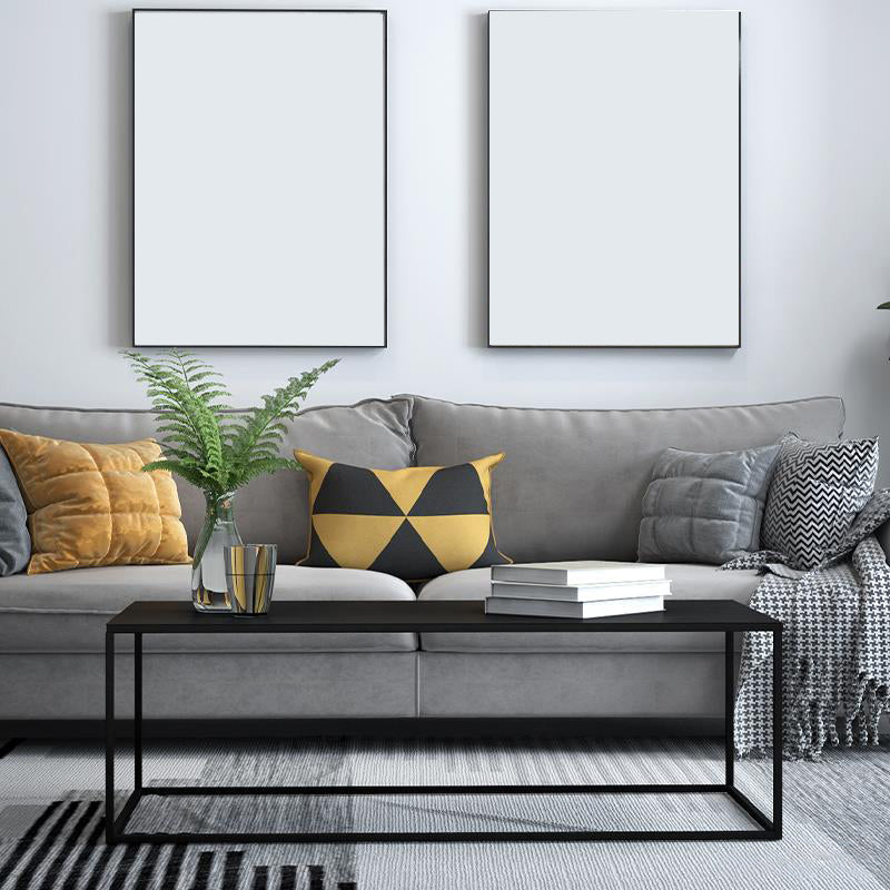 IJzeren salontafel met framebasis, moderne zwart/witte salontafel uit het midden van de eeuw
