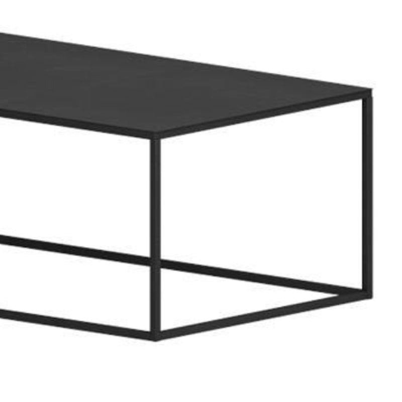 IJzeren salontafel met framebasis, moderne zwart/witte salontafel uit het midden van de eeuw