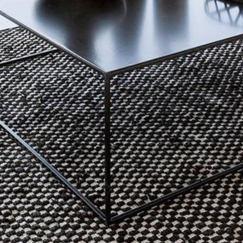 IJzeren salontafel met framebasis, moderne zwart/witte salontafel uit het midden van de eeuw