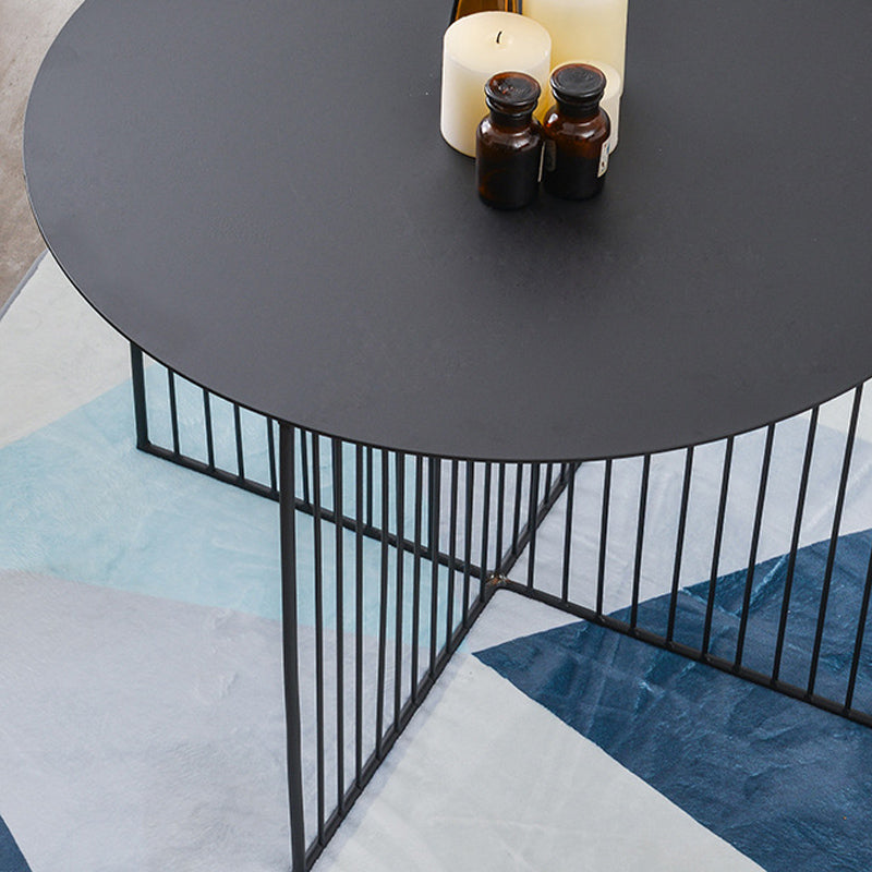 Mid-century Modern Iron Round Top Coffee Table Cross Legs Cocktail Table Clearhalo 'Coffee & Accent Tables' 'Coffee Tables' 'coffee_tables' 'furn' 'furn_coffee_tables' 'Furniture' 'Living Room Furniture' 6396710