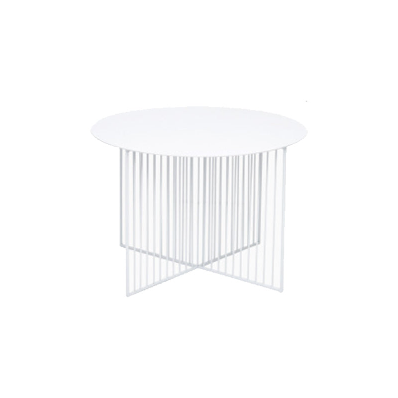 Mid-century Modern Iron Round Top Coffee Table Cross Legs Cocktail Table 27.6"L x 27.6"W x 18.9"H White Clearhalo 'Coffee & Accent Tables' 'Coffee Tables' 'coffee_tables' 'furn' 'furn_coffee_tables' 'Furniture' 'Living Room Furniture' 6396713