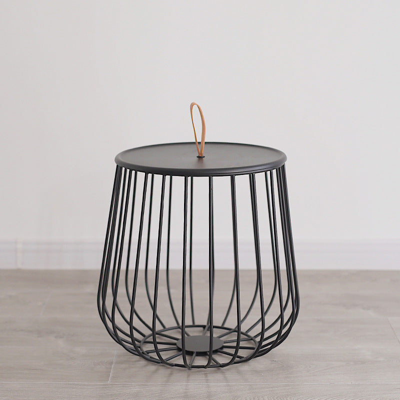 Iron Round Coffee Table Mid-Century Modern Frame Coffee Cocktail Table 16"L x 16"W x 16"H Black Clearhalo 'Coffee & Accent Tables' 'Coffee Tables' 'coffee_tables' 'furn' 'furn_coffee_tables' 'Furniture' 'Living Room Furniture' 6396722