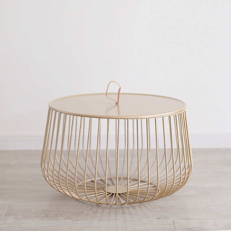 Iron Round Coffee Table Mid-Century Modern Frame Coffee Cocktail Table 26"L x 26"W x 15"H Gold Clearhalo 'Coffee & Accent Tables' 'Coffee Tables' 'coffee_tables' 'furn' 'furn_coffee_tables' 'Furniture' 'Living Room Furniture' 6396728